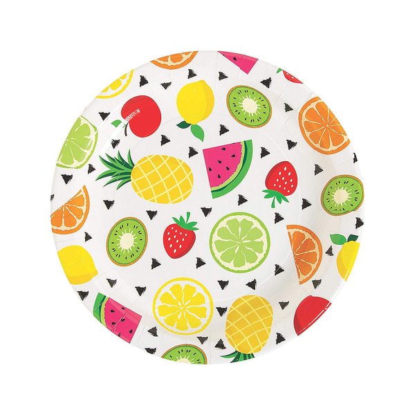 Fun Express - Tutti Frutti Dinner Plate for Party - Party Supplies - Print Tableware - Print Plates & Bowls - Party - 8 Pieces