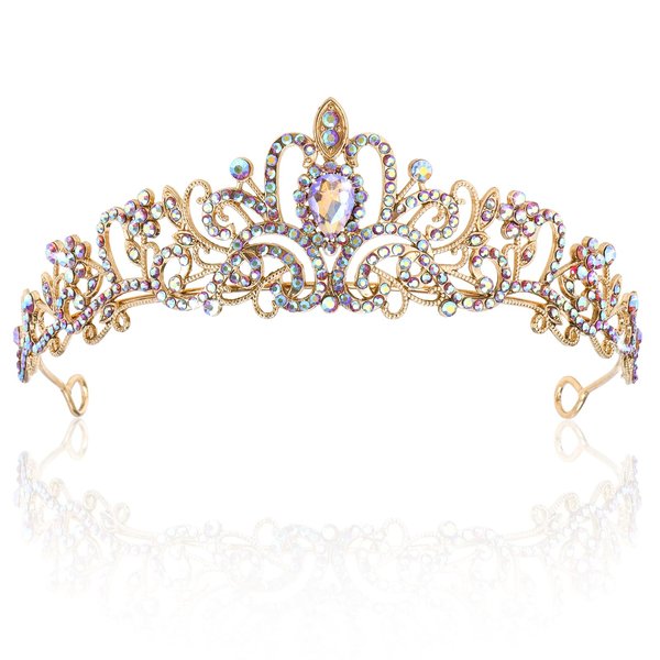 CIEHER Crystal Crown Purple AB Rhinestone Crown for Women Girls, Elegant Tiara Royal Queen Crown Princess Crown for Gothic Wedding Birthday Prom Costume Party