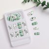 BFY St Patrick's Day Press on Nails Medium Square Green Fake Nails, Green Hat Line Heart Lip Acrylic Nails, Irish White Glossy Gel False Nails Kit Stick Glue on Nails Tip, 24 Pcs
