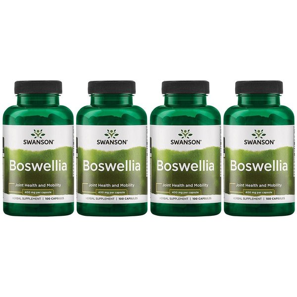 Swanson Boswellia - Herbal Supplement Promoting Joint Support - Ayurvedic Herb for Joint Flexibility & Mobility Support - Made with Boswellia Serrata Resin - (100 Capsules) 4 Pack