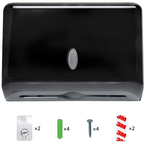 Paper Towel Dispensers, Commercial Toilet Tissue Dispensers Wall Mount Paper Towel Holder C-Fold/Multifold Paper Towel Dispenser for Bathroom, Kitchen(Black)