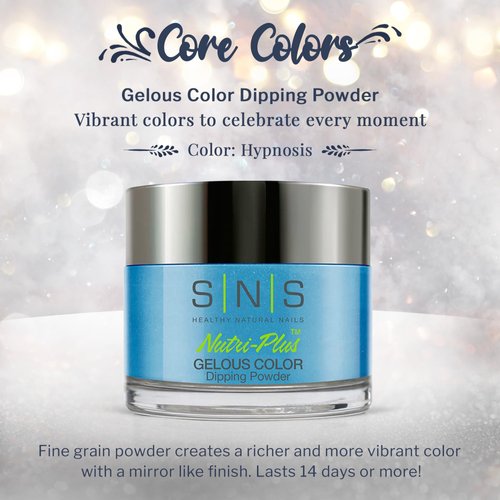 SNS Nail Dip Powder, Gelous Color Dipping Powder - Hypnosis (Blue/Shimmer) - Long-Lasting Dip Nail Color Lasts 14 Days - Low-Odor & No UV Lamp Required - 1oz