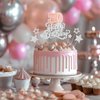 Happy 30th Birthday Cake Topper, 30th Birthday Party Decorations, 30 Cake Topper, Cake Supplies for Women, Rose Gold and Silver