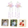1 Pair Floral Tassel Headdress Barrettes for Women Thin Hair Traditional Hair Clip Flower Hair Clip Asian Hairpins Chinese Hair Barrette Plastic Purple The Flowers Girl Child Walk