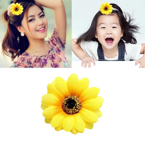 inSowni 25 Pack Beach Hawaiian Wedding Realistic Sunflower Daisy Flower Alligator Hair Clips Pins Barrettes Brooches Headpiece for Women Girls Brides