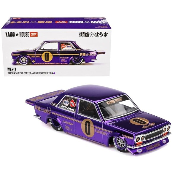 Diecast Collectibles Model Car Compatible with Kaido House 1:64 Datsun 510 Pro Street Anniversary Edition Purple Limited Edition KHMG138