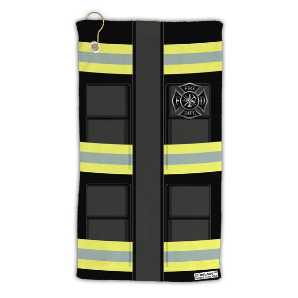 TOOLOUD Firefighter Black AOP Micro Terry Gromet Golf Towel 15" x 22" All Over Print