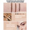 Eyebrow Stamp Stencil Kit-2 Colors One Step Brow Makeup Set with 1 Clear Eyebrow Setting Gel, 24 Brow Stencils, 1 Brush & 1 Razor, Long Lasting Waterproof Brow Makeup for women (Medium Brown & Brown)