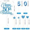Lecferrarc 50th Birthday Cake Decorations, 50th Birthday Candles Cake Numeral Candles and Glitter Happy 50th Birthday Cake Toppers Set for Birthday Party Supplies (Blue)