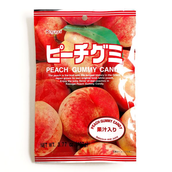 Kasugai Peach Gummy Candy 3.77 oz each (4 Items Per Order)