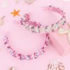 YARIEW 2 Beaded Headbands Pink Confetti Pearl Bead Hair Bands Birthday Cute Headband Fashion Headband Hair Accessories Halloween Christmas Costume