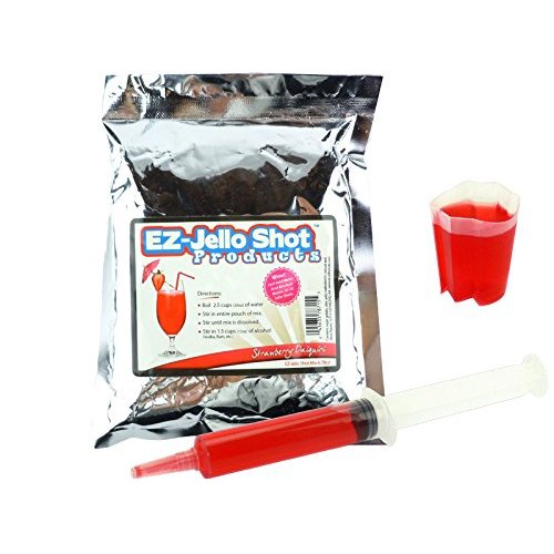 Strawberry Daiquiri Jello Shot Mix 6.78 oz - Premium Gluten-Free Jello Mix for Tasty Jello Shots - Easy to Make EZ Gelatin Powder Mix for Jello Shots - Adult New Year and Holiday Party Supplies