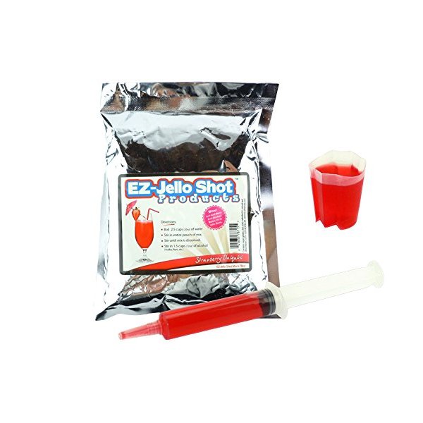 Strawberry Daiquiri Jello Shot Mix 6.78 oz - Premium Gluten-Free Jello Mix for Tasty Jello Shots - Easy to Make EZ Gelatin Powder Mix for Jello Shots - Adult New Year and Holiday Party Supplies