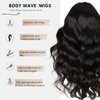 OCTSUN 24" Body Wave Lace Front Wigs Human Hair Pre Plucked Glueless Wigs Human Hair 180% Density 13x4 HD Lace Body Wave Human Hair Wig Brazilian Human Virgin Hair Lace Frontal Wigs for Women