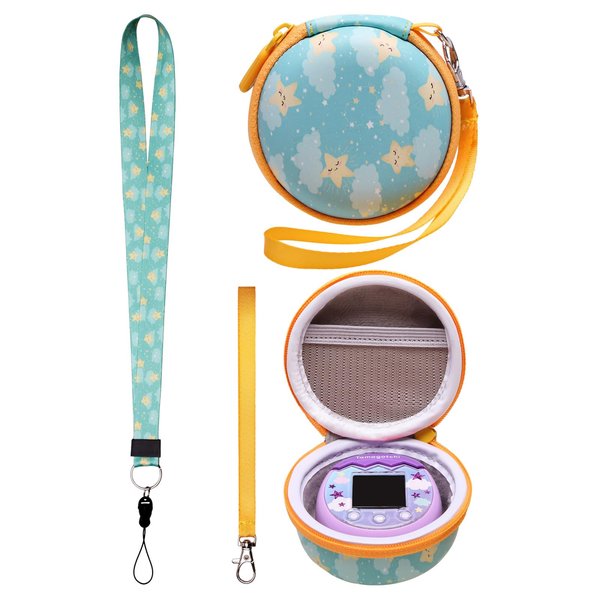 LTGEM Case Compatible with Tamagotchi Pix/Tamagotchi Original/Tamagotchi Nano x/Tamagotchi Hello Kitty/Tamagotchi Uni,Protective Carrying Electronic Pets Case with Lanyard Neck Strap(Green)