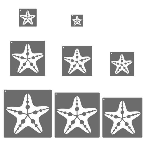 PATIKIL Starfish Stencils, 8 Pcs Beach Ocean Stencils Reusable Plastic for Painting on Wall, Wood, Fabric