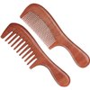 2 Pcs Hair Comb Set Wooden Wide Tooth Comb and Fine Tooth Comb for Women Men Kids, Anti-static Detangling Comb for Curly Fine Straight Wet Dry Hair, Natural Sandalwood Comb