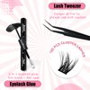 Fluffy Lash Clusters Kit 120pcs DIY Lash Extension Kit, Wispy Lash Clusters Kit Natural 8-16mm D Curl Eyelashes Extension Kit with Lash Bond and Seal and Lash Tweezers.(120P-T19-Kit)