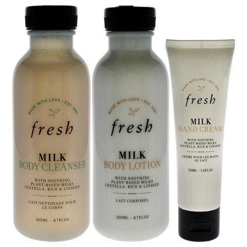 Fresh Milk Body Care Kit for Women - 3 Pc 8.7oz Milk Body Wash, 8.7oz Milk Body Lotion, 1.6oz Milk Intensive Hand Cream