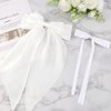 Hair Bows for Women Girls, 2 PCS Silky Satin Bow Hair Clips Ribbon Hair Bow Clips Bowknot with Long Tail White Hair Bow Cute Hair Accessories, 2 Sizes