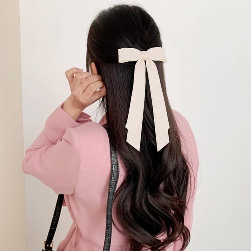 Canitor Hair Bows for Women Hair Ribbons with Metal Alligator Clips Coquette Bows Preppy Teen Girl Gifts Trendy Stuff Cute Hair Accessories Aesthetic Things (black,beige,white)