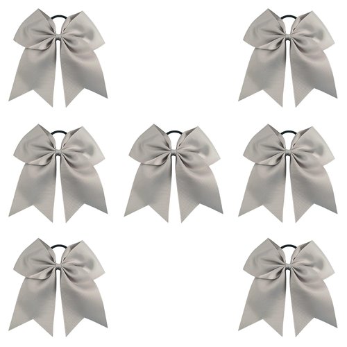 Cheer Bows Grey Cheerleading Softball - Gifts for Girls and Women Team Bow with Ponytail Holder Complete your Cheerleader Outfit Uniform Strong Hair Ties Bands Elastics (7)