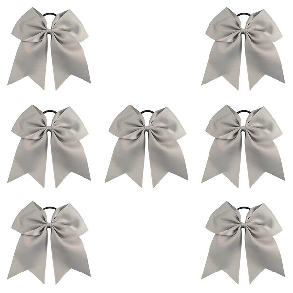 Cheer Bows Grey Cheerleading Softball - Gifts for Girls and Women Team Bow with Ponytail Holder Complete your Cheerleader Outfit Uniform Strong Hair Ties Bands Elastics (7)