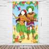 Luau Couple Photo Door Banner Hawaiian Party Decorations Tiki Luau Photo Props Aloha Tiki Banner for Party Hawaiian Door Banner Luau Party Supplies for Tropical Beach Party, 6 x 3.6 ft