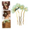 Beatifufu 1pc Hairpin hair bun stick decorative hair sticks jade flower hair stick chinese hair chopsticks tassel hair sticks chinese chopsticks Hanfu headdress natural jade Miss Asia manual