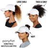 Ponyflo Satin-Lined Ponytail Cap - Designed for Women with Curly Hair, Ponytail Hats for Women, Curly Hair Ponytail Hat, Baseball Cap Women, Hats for Ponytails White