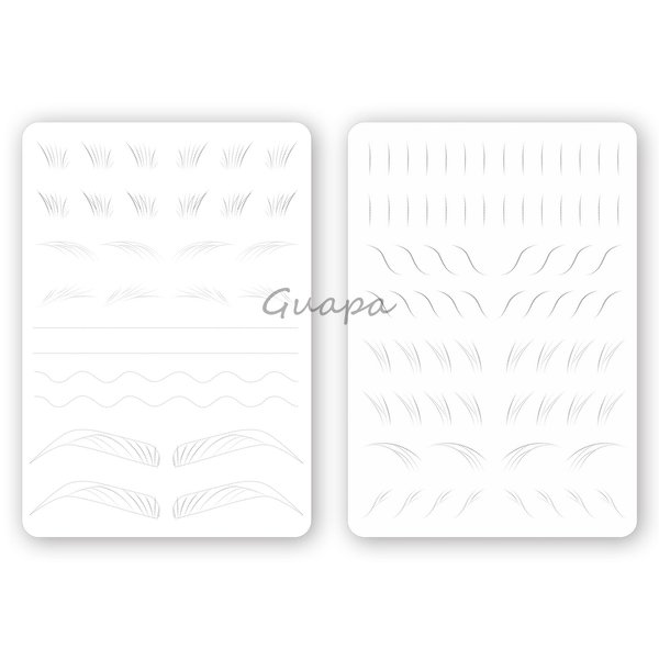 3 pcs White Microblading Hairstroke Practice Skin Hair strokes Pattern Pre-printed Silicone Practice Pad Combo Brow Practice Skin Permanent Makeup Eyebrow Tattoo Latex (White Skin-Hair Strokes)