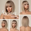 OUFEI Ombre Blonde Bob Wigs for Women Short Straight Wig with Bangs Synthetic Hair Heat Resistant Wigs for Daily Party Cosplay Wear