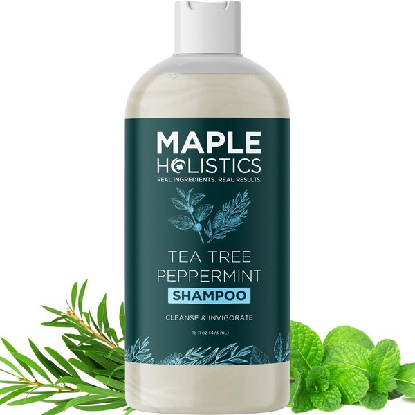 Rosemary Tea Tree Mint Shampoo - Clarifying Shampoo for Build Up and Flakes with Peppermint Oil and Tea Tree Essential Oil for Dry Scalp Treatment - Deep Cleansing Peppermint Tea Tree Shampoo (16oz)