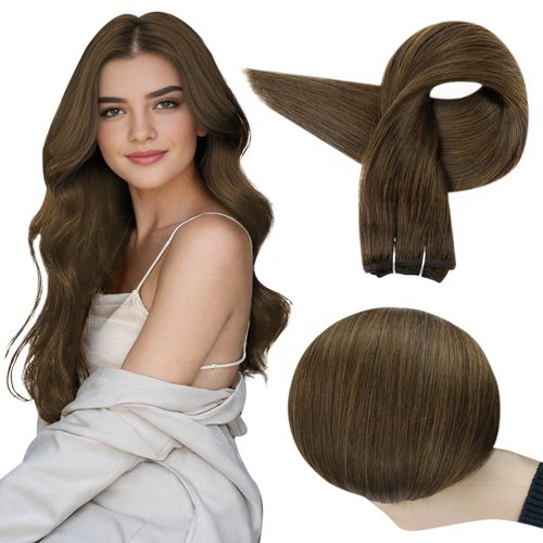 Full Shine 20 Inch Weft Hair Extensions Human Hair Sew In Remy Hair Extensions Real Human Hair Color Medium Brown Hair Extensions Sew In Weft Extensions Real Hair Extensionsfor Women 105G