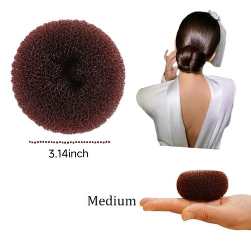 6pcs Coffee Hair Bun Maker, Ring Style Bun Instant Hair Bun Shaper Tool for Short and Thin Hair Crown Shapers Accessories. (medium, 3.14inch)