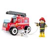 Hape Fire Truck Playset| Wooden Fire Engine Toy with Action Figure & Rescue Dog Multicolor, L: 7.9, W: 4.6, H: 5.9 inch