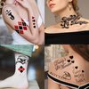 5 Sheets HQ Halloween Temporary Tattoos For Women Men Adults, Joker Face Hand Tattoos Halloween Makeup Kit, Rapper Fake Halloween Tattoo Stickers Cosplay Costume Accessories