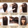 REECHO Hair Toppers for Women Real Human Hair, Hair Toppers with Bangs, Topper Hair Pieces for Women with Thinning Hair, Clip In Hair Topper Top Hair Extensions 10 Inch - Light Grey