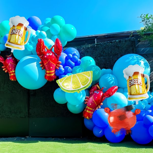 8Pcs Giant Crawfish Crab Foil Balloons/Crawfish Boil Party Supplies/Beer Balloons for Lobster Lovers Party Decorations/Children Birthday Supplies/Marine Animal Balloons/Summer Sea Pool Party Favors