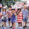 VKTEN 32Pcs 4th of July Mini Bubble Wands Patriotic Red White Blue Bubbles for Kids, Independence Day Party Favors Patriotic Decorations