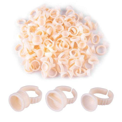 100 Pieces Cup Rings Glue Rings,Silicone Semi-Permanent Rings Nail Art Adhesive Glue Holders Palette For For Eyelash Extension Nail Art (L)