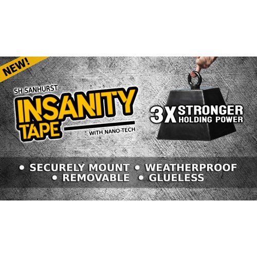 Insanity Heavy Duty Double Sided Mounting Tape Reusable Traceless Nano Gel Adhesive - Hang Pictures, Posters, Doorbell Cameras - Weatherproof - Hold Carpets, Mats & Rugs - Safe for Hardwood Floors