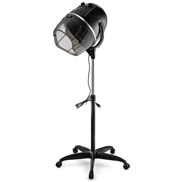 Giantex Hooded Hair Dyer, Stand Up Hair Dryer with Adjustable Height, Timer & Temperature, Bonnet Hair Dryer with Wheels, Salon Hair Dryer with Hood for Home Spa Beauty Station