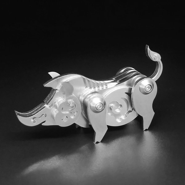 Microworld 3D Metal Model Kits, Mechanical Pig 3D Metal Puzzles, Steel Warcraft Collection 3D Puzzles for Adults, DIY Animal Brain Teasers Home Decor