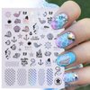 6pcs Fresh Summer Sticker for Nails - Starfish, Beach, Sea, Tropical Coconut Tree, Flower Nail Stickers with Laser Silvery Designs Funny Summer Ocean Mermaid Nail Art Stickers for Women Girls