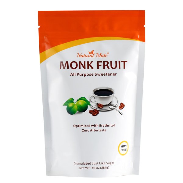 Natural Mate Monkfruit Sweetener with Erythritol (10oz) 5Pack - All Purpose Granular Natural Sugar Substitute - 1:2 Sugar Replacement, Non-GMO, Zero Calories