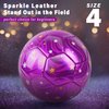 Size 4 Soccer Ball Glitter Pink Purple, Champhox Girls Soccer Ball Size 4, Soccer Beginners Sports Training Ball Outdoors Recreation Ball for Girls Youth Birthday Christmas Back to School Soccer Class
