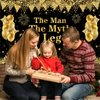 The Man The Myth The Legend Decorations Backdrop Banner, Black Gold Glitter Birthday Party Decorations Banner for Men Dad Father's Day Backdrop for Retirement Bachelor Party Supplies