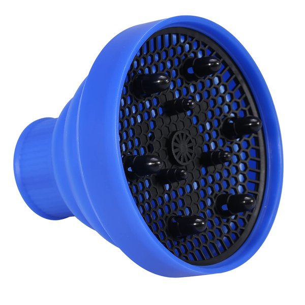 Hair Blower Diffuser Hairdryer Cover Styling Folding Collapsible Silicone Hairdressing Tool Attachment for Wavy Thick Hair Home Barbershop Hairdressing Salon(Blue)