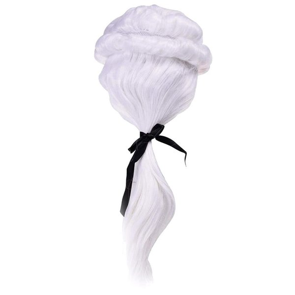 Abaodam wig lawyer costume wig for powdered wigs vendetta white colonial Lawyer Judge Wig Long Curly Wig Cosplay Fashion barrister wig Hairpiece english lawyers wigs (White) Halloween Party Wigs